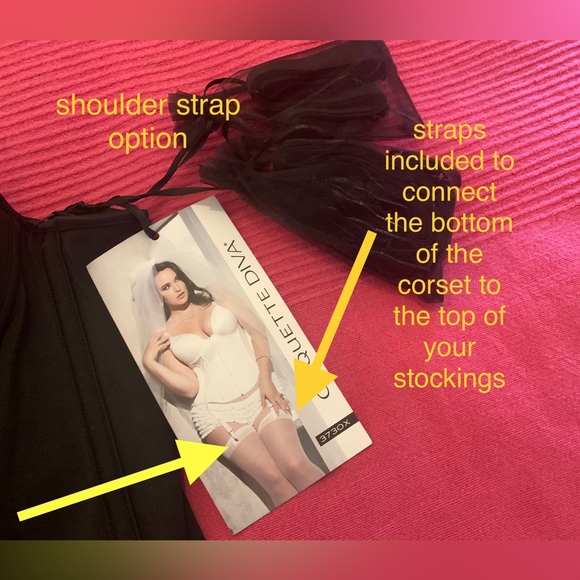 NWT PLUS SIZE Corset by COQUETTE DIVA w/garter & shoulder strap options - Picture 3 of 12